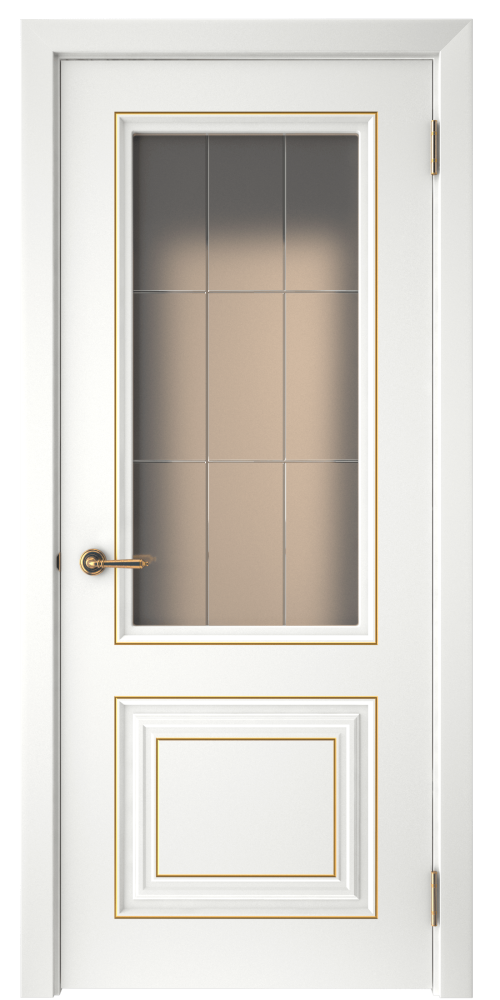 Дверь межкомнатная остеклённая с патиной Скандинавия 2 в эмали