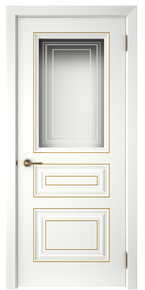 Дверь межкомнатная остеклённая с патиной Скандинавия 4 в эмали