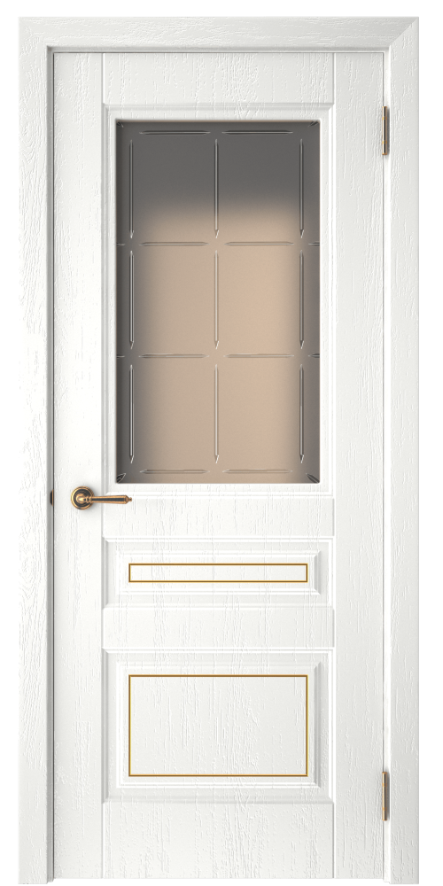 Дверь межкомнатная остеклённая с патиной Скандинавия 1 ПВХ